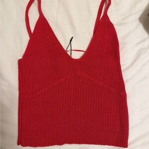Zara Red Knit Camisole Top